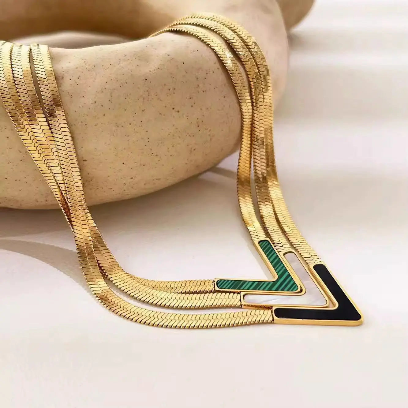 MARHOUHOU gold necklaces with colored enamel chevron pendants perfect girlfriend gift gold jewelry