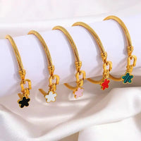 MARHOUHOU adjustable friendship bangle set with gold twisted design and colorful flower charms