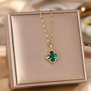 MARHOUHOU gold chain necklace with green four-leaf clover pendant fashion jewelry gift for her
