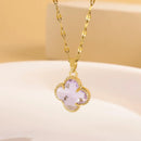MARHOUHOU delicate gold necklace with purple clover pendant fashion jewelry gift for her