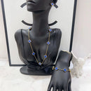 MARHOUHOU gold chain necklace and bracelet set with blue flower charms friendship necklace gift for her