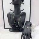 MARHOUHOU green clover friendship necklace gift for her set with earrings and bracelet on black display