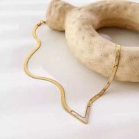 MARHOUHOU gold necklace with V-shaped pendant perfect as a girlfriend gift gold jewelry