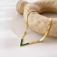 MARHOUHOU gold necklace with green V pendant stylish girlfriend gift gold jewelry