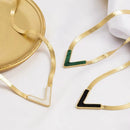 MARHOUHOU gold necklaces with V-shaped pendants in green black and white perfect girlfriend gift gold jewelry