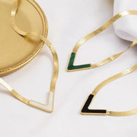 MARHOUHOU gold necklaces with V-shaped pendants in green black and white perfect girlfriend gift gold jewelry