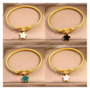 MARHOUHOU adjustable friendship bangle set with gold tone and flower charm in white black turquoise and pink