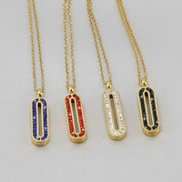 MARHOUHOU charm necklace for women with gold chains and colorful rectangular gemstone pendants
