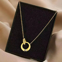 MARHOUHOU elegant gold circle pendant gift necklace for girlfriend in black velvet box