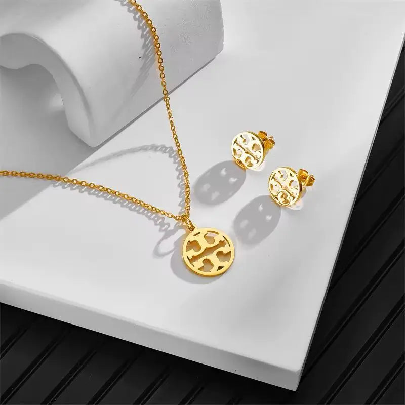 MARHOUHOU Gold Necklace and Earring Set - Elegant Jewelry
