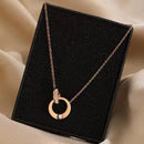 MARHOUHOU elegant rose gold necklace with circular pendant and crystals gift necklace for girlfriend