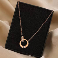 MARHOUHOU elegant rose gold necklace with circular pendant and crystals gift necklace for girlfriend