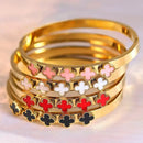 MARHOUHOU gold bangles with red black white and pink clover charms stylish friendship jewelry gift