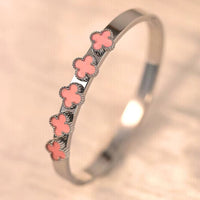 MARHOUHOU silver bracelet with pink flower charms stylish friendship jewelry gift